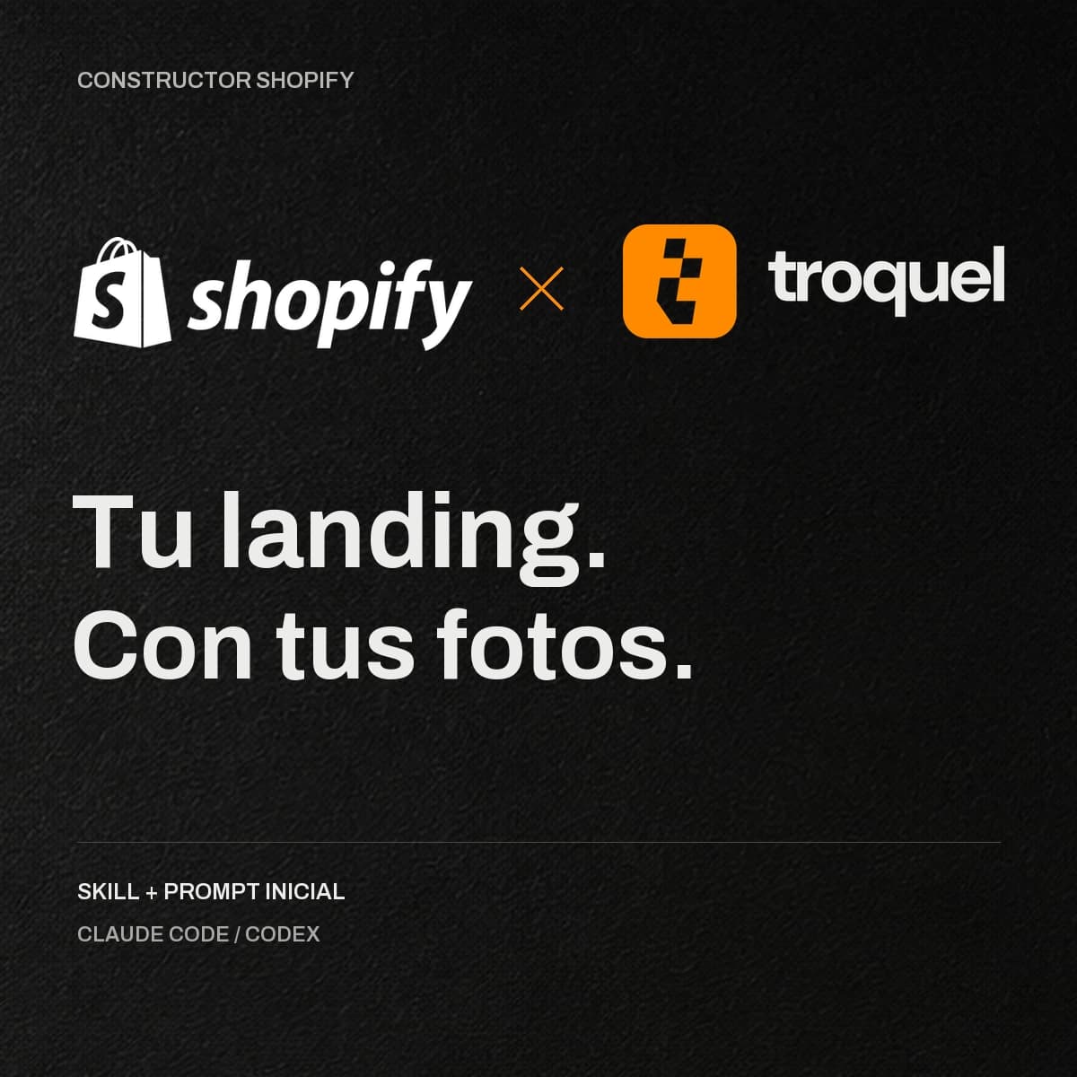 Shopify × Troquel: build landing pages with your photos